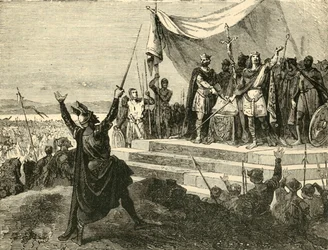 Louis en Charles nemen de eed van Straatsburg af voor hun legers, 842AD, 1890