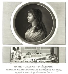 Madame Roland of Marie-Jeanne Phelippon (1754-1793), Girondist, samen met haar echtgenoot Jean-Marie Roland de la Platiere