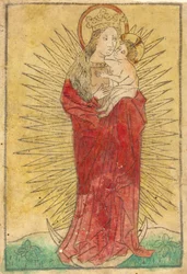 Madonna en Kind in een Glorie Staand op een Maansikkel