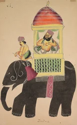 Mahant van Tarakeshwar rijdt op een olifant, 1800s