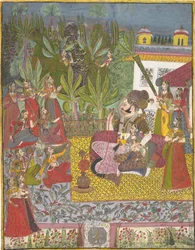 Maharaja Bijay Singh in zijn harem, ca. 1770