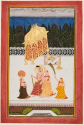 Maharana Ari Singh ca. 1761-73 en zijn gemalin op een terras, ca. 1761