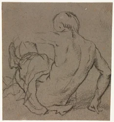 Man Zittend op de Grond, Van Achteren Gezien recto, 1500s