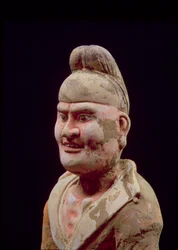 Man die langs de Zijderoute reist, detail van de buste, Chinees, Tang-dynastie (618-906)
