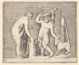 Man en vrouw die een geit offeren, gepubliceerd ca. 1599-1622