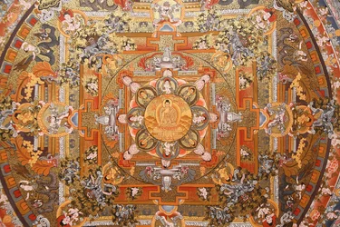 Mandala op een thangka, Bhaktapur, Nepal