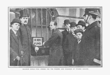 Mansion House Fonds Geopend voor de Weduwen en Kinderen van Titanic Zeelieden, 20 april 1912