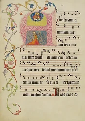 Manuscriptblad met initiaal A, uit een Graduale, Duits, tweede kwart 15e eeuw
