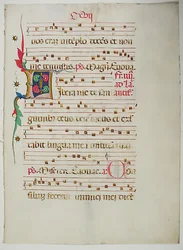 Manuscriptblad met Initiaal L, uit een Antifonarium, Italiaans, 15e eeuw