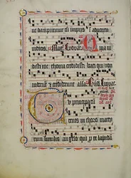 Manuscriptblad met Initiaal T, uit een Antifonarium, Duits, tweede kwart 15e eeuw