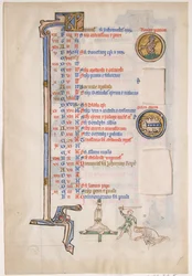 Manuscriptblad met junikalender, uit een koninklijke psalter, 13e eeuw