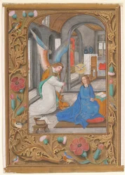 Manuscriptblad met de Aankondiging, uit een Getijdenboek