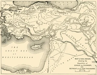 Kaart van Klein-Azië, Expeditie van Cyrus de Jongere, en terugtocht van de Tienduizend, 1890