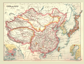 Kaart van China en Japan, 1902