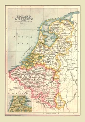 Kaart van Nederland en België, 1902