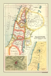 Kaart van Palestina, met verdeling in stammen, 1902