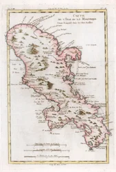 Kaart van het Caribische eiland Martinique, c. 1783