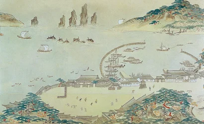 Kaart van de Choryang Waegwan en zijn omgeving in Busan tijdens de Joseon..., 19e eeuw