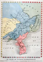 Kaart van de Russisch-Japanse Oorlog, 1904