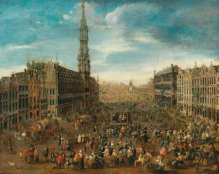 Marktscène op de Grote Markt in Brussel, c. 1670