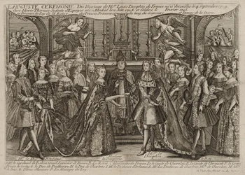 Huwelijk van Lodewijk, Dauphin van Frankrijk met Marie Thérèse Raphaëlle, Infanta van Spanje in 1745 in Versailles