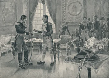 Ontmoeting van Napoleon en Tolstoi in Parijs, 1807, 1896