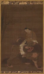 Monju als kind rijdend op een leeuw, 1392-1573