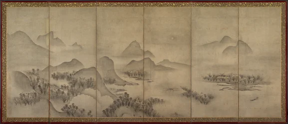 Landschap bij maanlicht, een van een paar, eind 1500