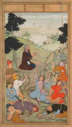 Mozes bidt om een einde te maken aan de aanval van de slangen op de Israëlieten, uit een Mirat al-quds..., 1602-1604