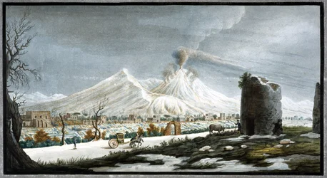De Vesuvius uitbarstend, Koninkrijk Napels, winter 1767