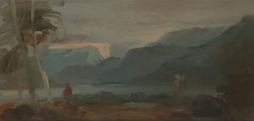 Berglandschap met figuren en vee