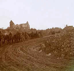 Bereden soldaten, Somme, Noord-Frankrijk, ca. 1914-1918