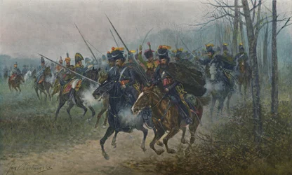 Napoleon en Zijn Staf Verrast Door Kozakken, 1812, 1896