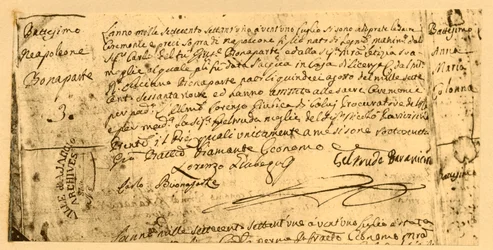 Geboorteakte van Napoleon, 19 juli 1782, 1921