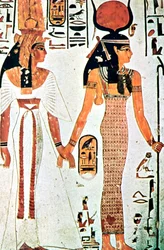 Nefertari en Isis, oud-Egyptische muurschildering uit een Thebaans graf, 13e eeuw v.Chr.