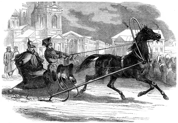 Nicolaas I, keizer van Rusland, in zijn droshky, Sint-Petersburg