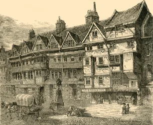 Oude huizen in Holborn nabij Middle Row, ca. 1872