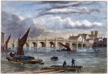 Oude Westminster Bridge in 1754, 19e eeuw