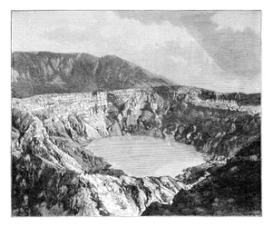 Een van de drie kraters van Poas, ca. 1890