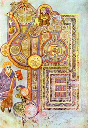 Beginwoorden van het evangelie van St. Mattheüs Liber Generationes, uit het Boek van Kells, ca. 800