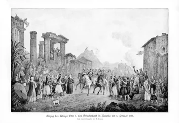 Otto I, koning van Griekenland, landt in Nauplia, 6 februari 1833, 1900