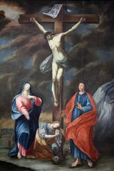 Onze-Lieve-Vrouw van Tenhemelopneming kerk. Kruisiging schilderij, Cordon, Frankrijk