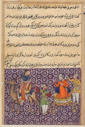 Pagina uit Verhalen van een papegaai Tuti-nama: Eenenvijftigste nacht: Koning Bahram, die is getrouwd...