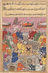 Pagina uit Verhalen van een papegaai Tuti-nama: Dertiende nacht: De zoon van de koning..., ca. 1560