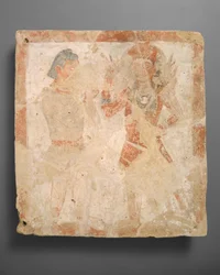 Paneel met de god Pharro en aanbidder, ca. 3e eeuw n.Chr.