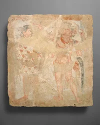 Paneel met de god ShivaOesho en aanbidder, ca. 3e eeuw n.Chr.