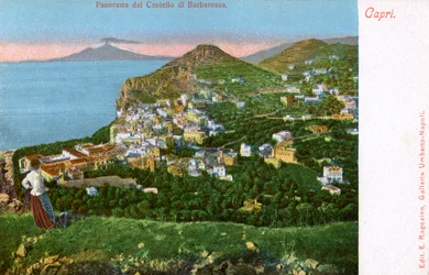 Panorama van het Castello di Barbarossa, Capri, Italië, begin 20e eeuw