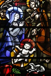 Parijs, Frankrijk Saint-Dominique kerk glas-in-lood: Geboortetafereel, Parijs, Frankrijk