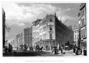 Piccadilly, vanaf Coventry Street, Westminster, Londen, 19e eeuw