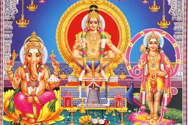 Afbeelding van hindoegoden Ganesh, Ayappa & Subramania India